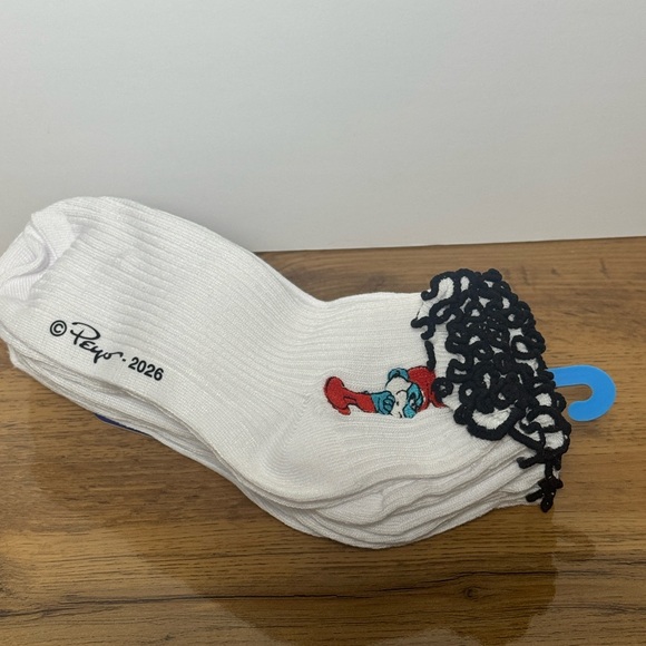 The Smurfs Accessories - NWT Smurf socks 6 pair, white cartoon socks new size 4-10